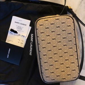 YSL MONOGRAM ALL OVER CAMERA BAG in canvas